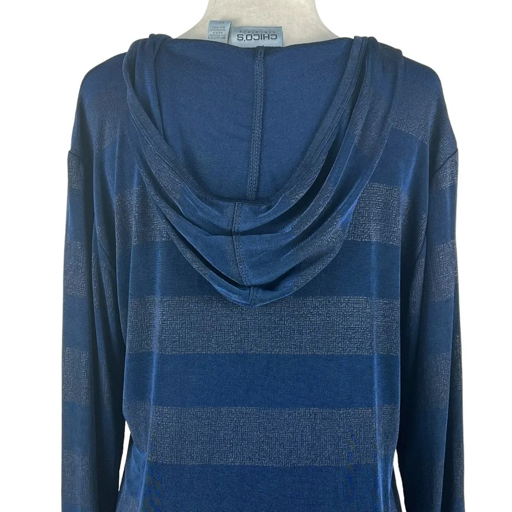 CHICO'S TRAVELERS HOODED PULLOVER V-NECK - Picture 4 of 11